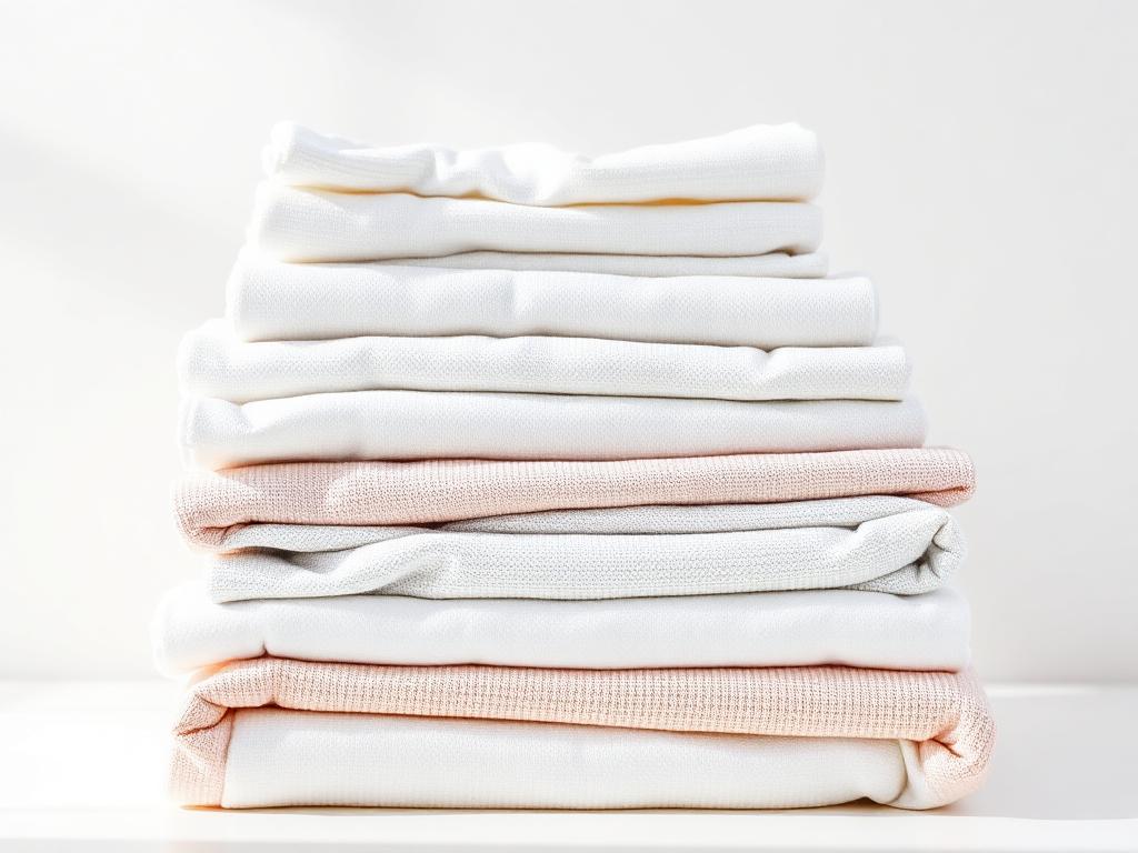 Neatly folded stack of fresh laundry